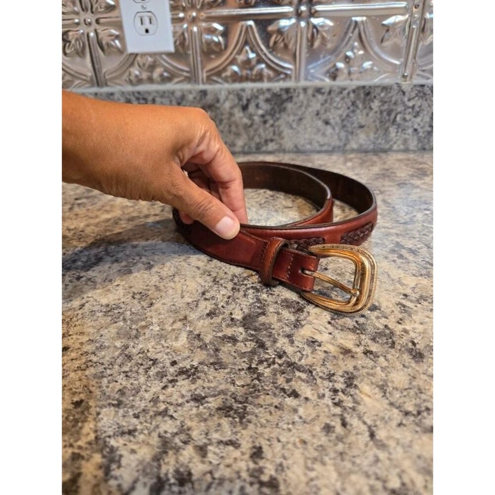 Brighton Men’s Brown Leather Adjustable W/Silver Buckle Size 42
